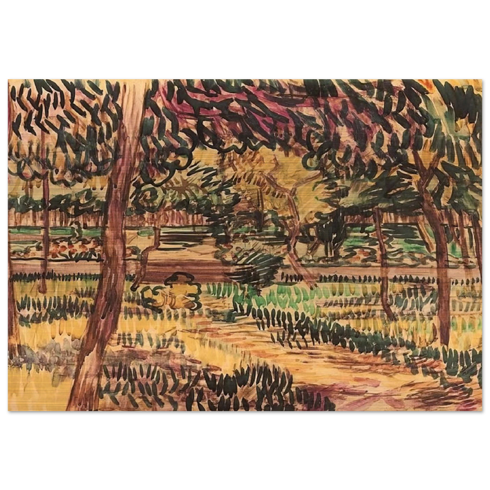 Trees in the Garden of the Asylum - Vincent van Gogh Brushed Aluminum Print - 70x100 cm / 28x40 inches | Vincent van Gogh Aluminum Print | Vincent van Gogh Prints