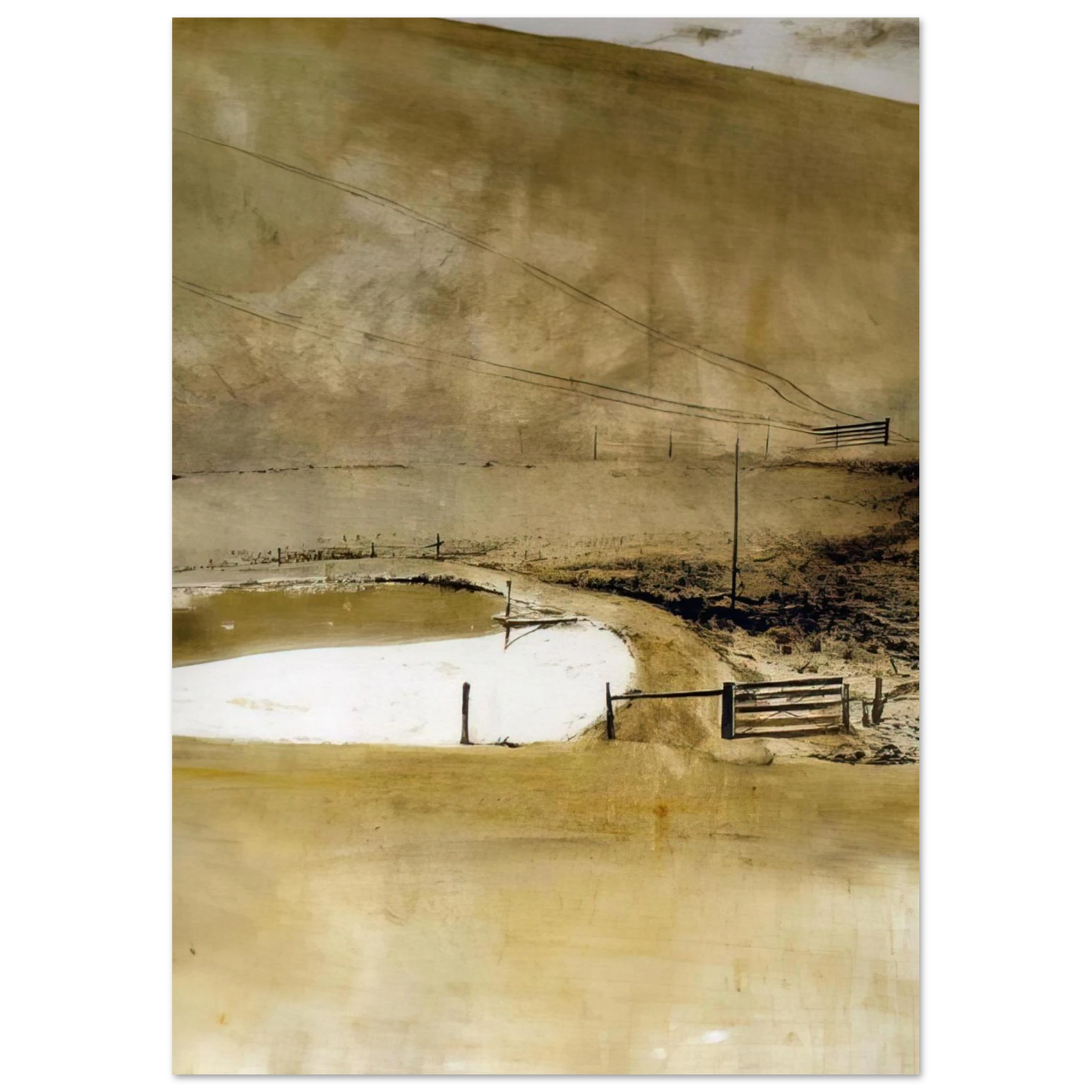Andrew Wyeth - NOT DETECTED 34 Wall Art - 60x80 cm / 24x32 inches - Premium Wooden Framed Poster With Fine Art Paper - White frame
