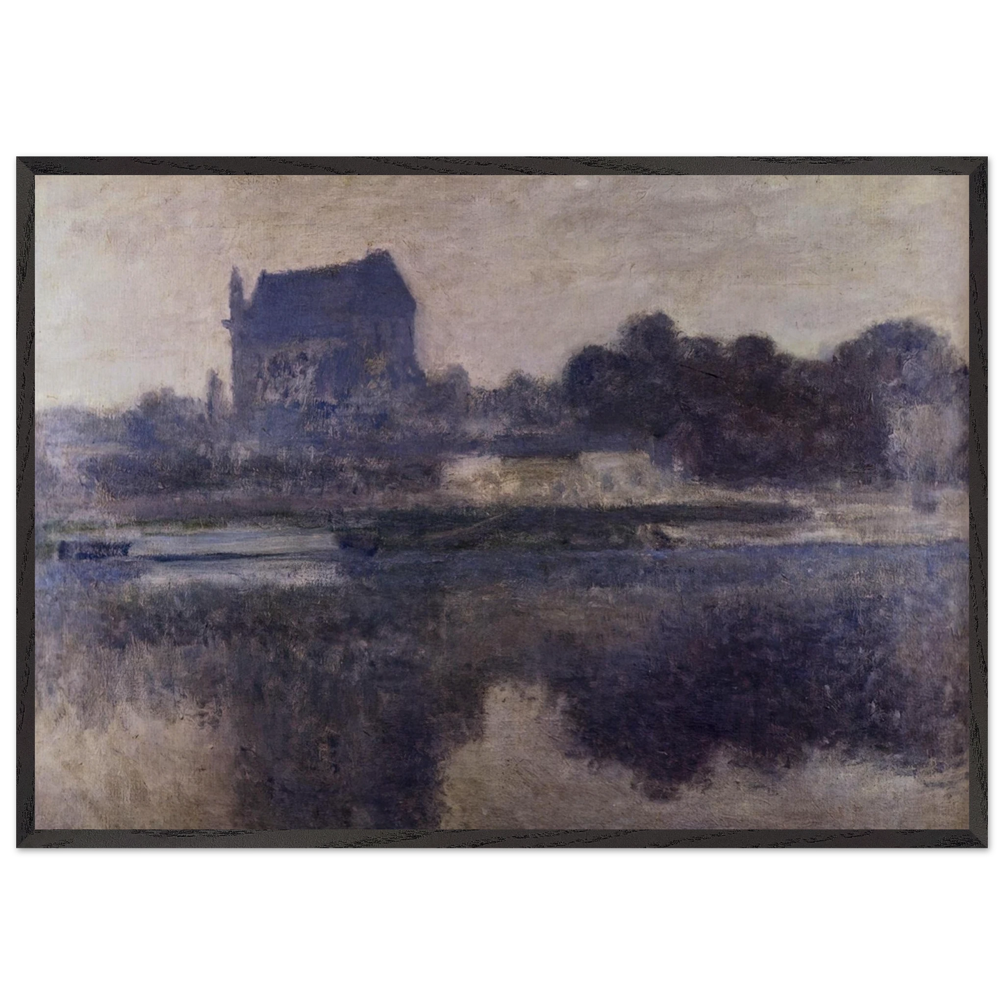 Vernon Church in Fog - claude monet Framed Art Print – Black Wooden Frame - Default Title - -Framed Art Print