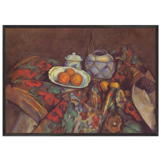 Still Life with Oranges - Paul Cezanne 70x100 cm / 28x40 inches Framed Art Print – Black Wooden Frame