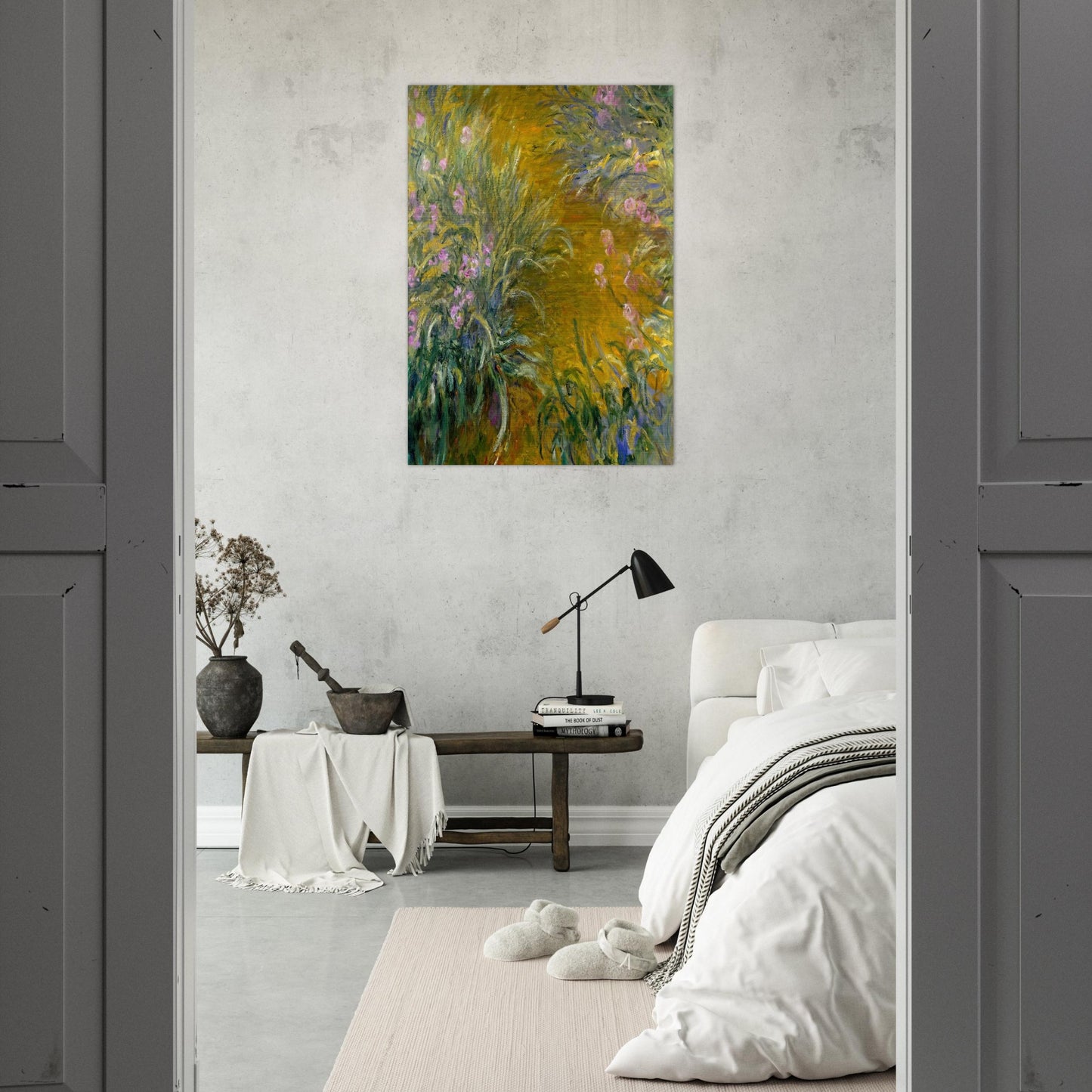 Path through the Irises 01 - claude monet Brushed Aluminum Print - 70x100 cm / 28x40 inches | claude monet Aluminum Print | claude monet Prints