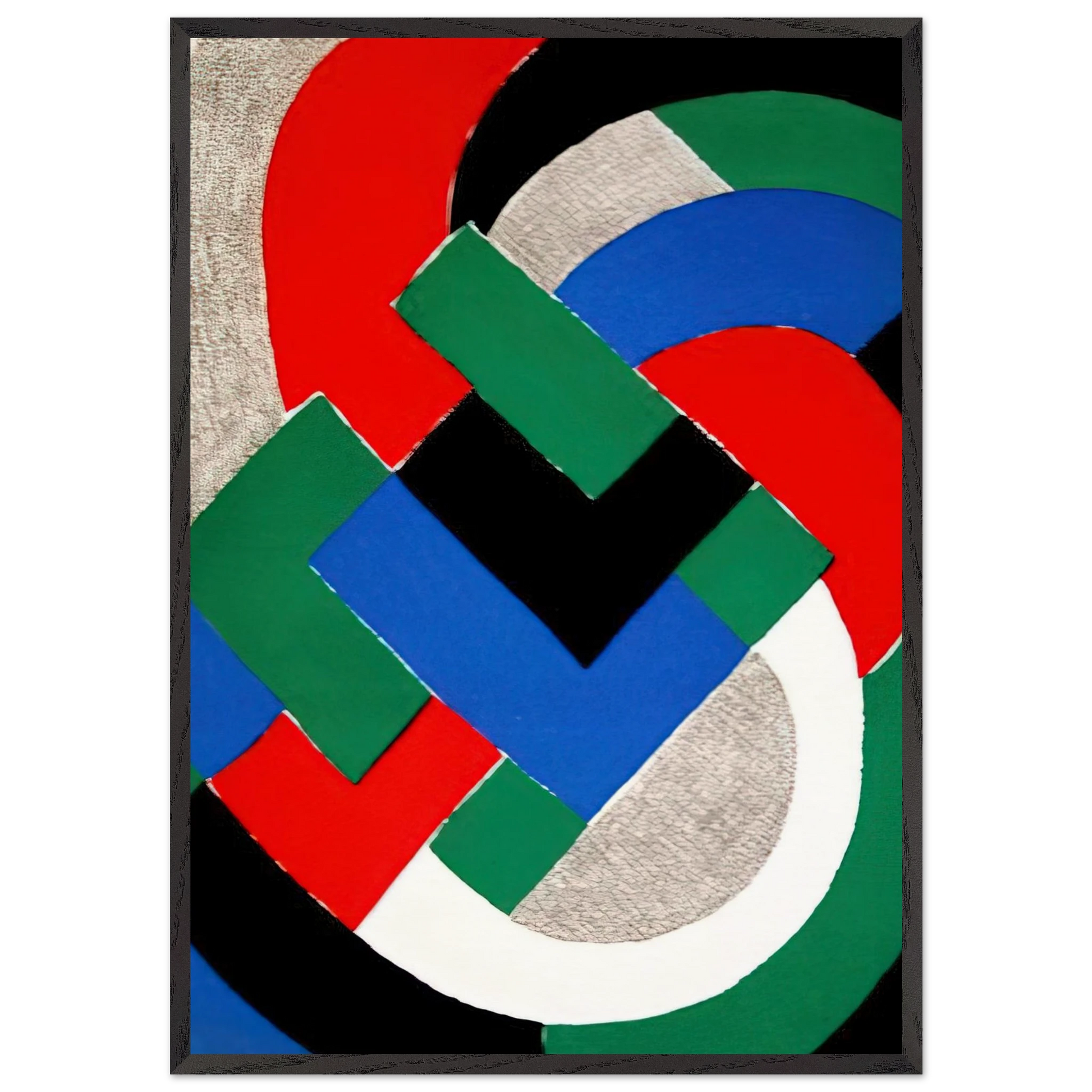 COMPOSITION WITH GREEN AND BLUE - Sonia Delaunay Framed Art Print – Black Wooden Frame - Default Title - -Framed Art Print