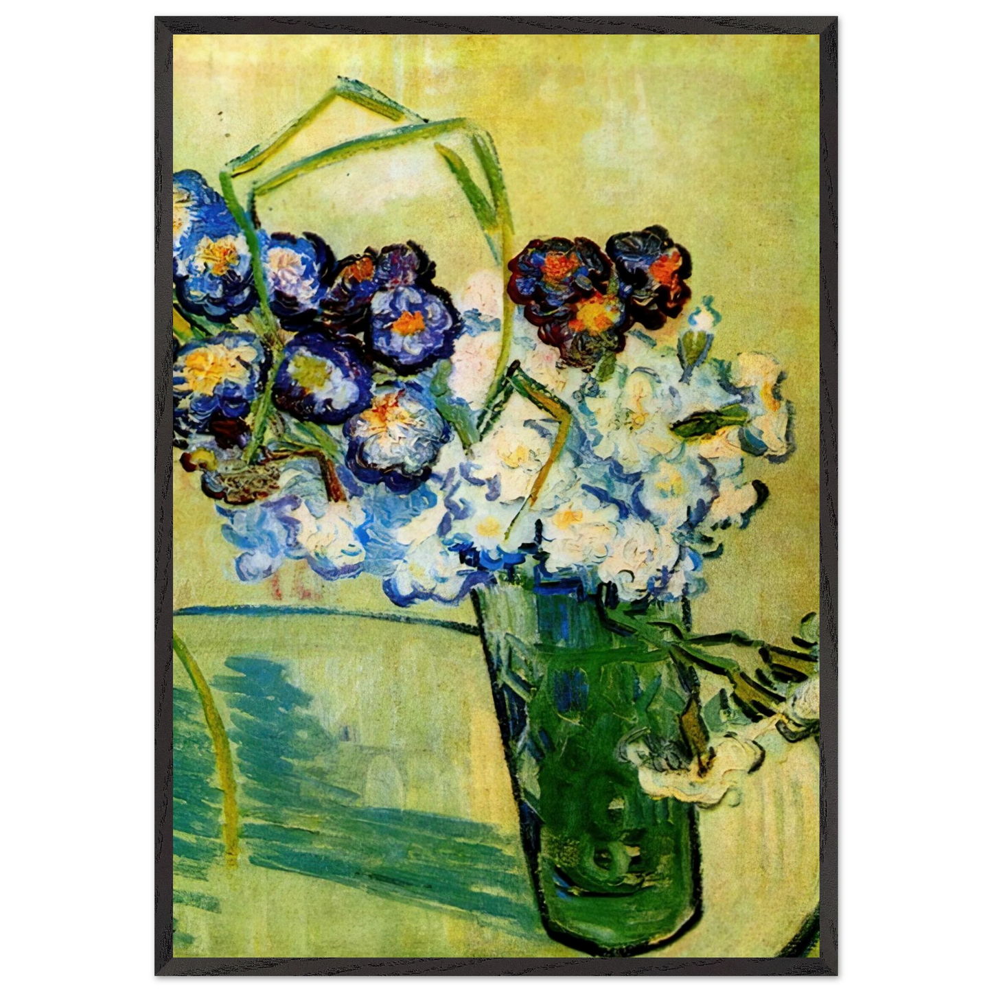Still Life Glass with Carnations - Vincent van Gogh Framed Art Print – Black Wooden Frame - Default Title - -Framed Art Print