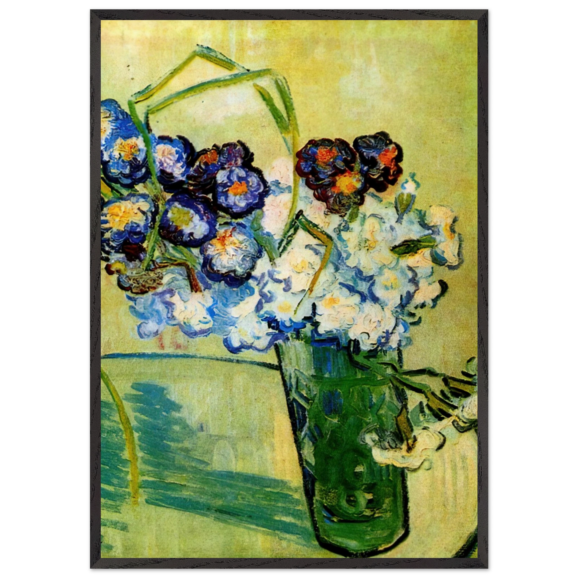 Still Life Glass with Carnations - Vincent van Gogh Framed Art Print – Black Wooden Frame - Default Title - -Framed Art Print