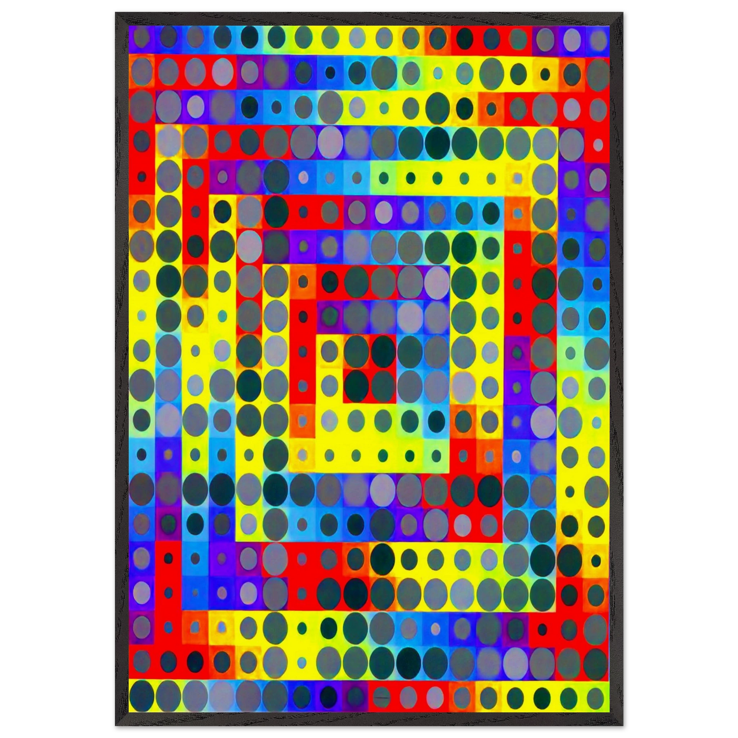 Orion Gris - 1969 - Victor Vasarely Framed Art Print – Black Wooden Frame - Default Title - -Framed Art Print