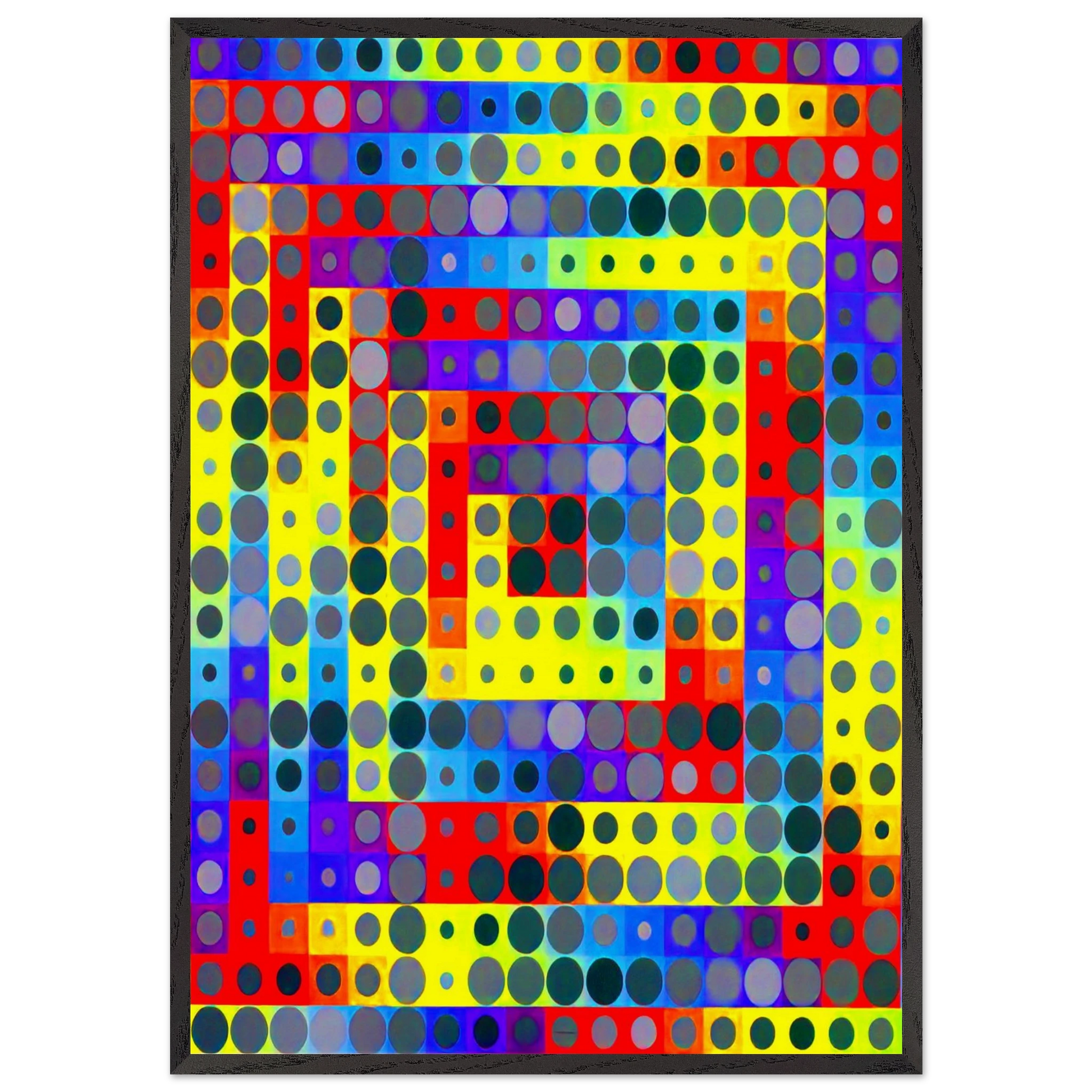 Orion Gris - 1969 - Victor Vasarely Framed Art Print – Black Wooden Frame - Default Title - -Framed Art Print