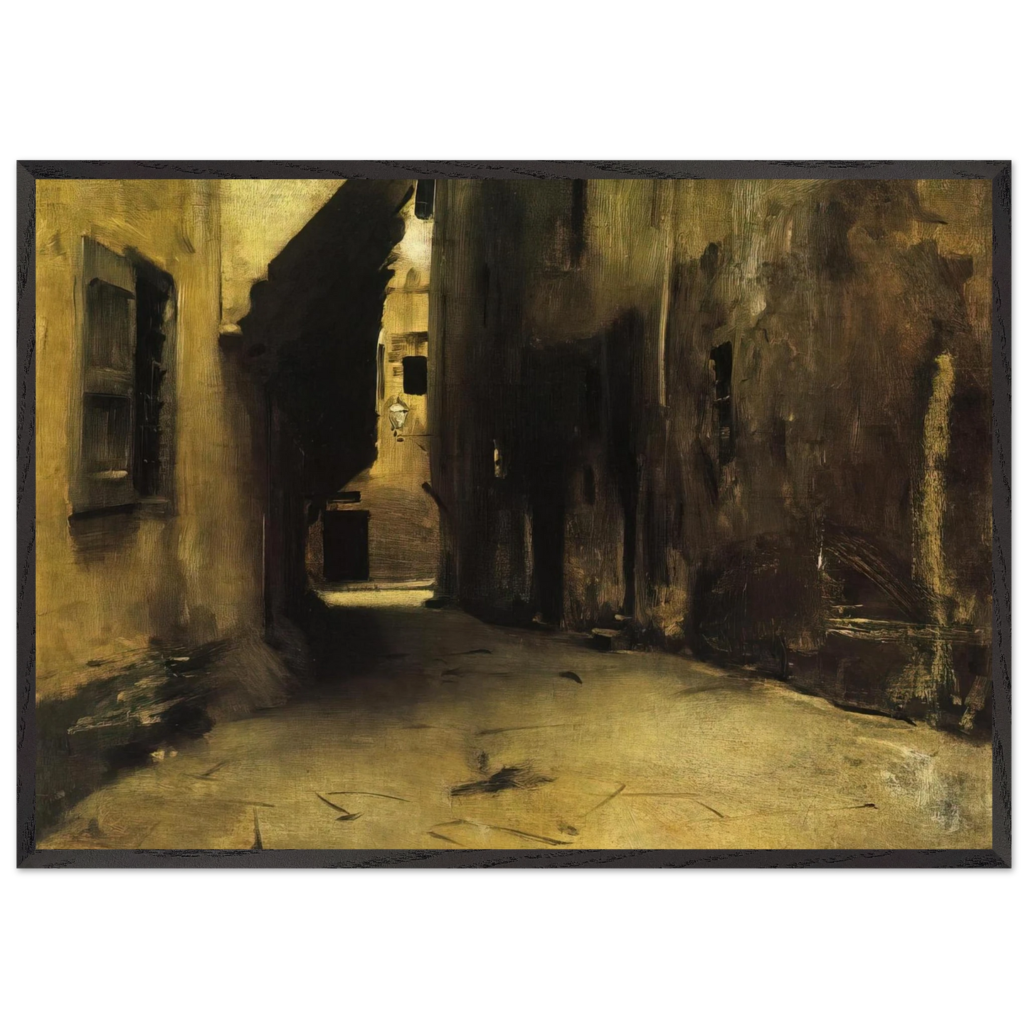 A Street in Venice - John Singer Sargent Framed Art Print – Black Wooden Frame - Default Title - -Framed Art Print