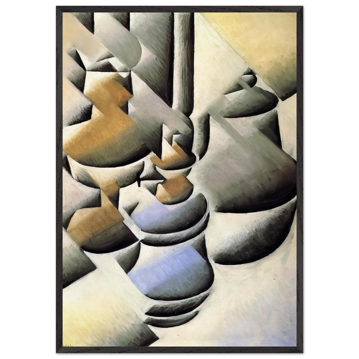 STILL LIFE WITH OIL LAMP 1912 - Juan Gris Framed Art Print – Black Wooden Frame - Default Title - -Framed Art Print