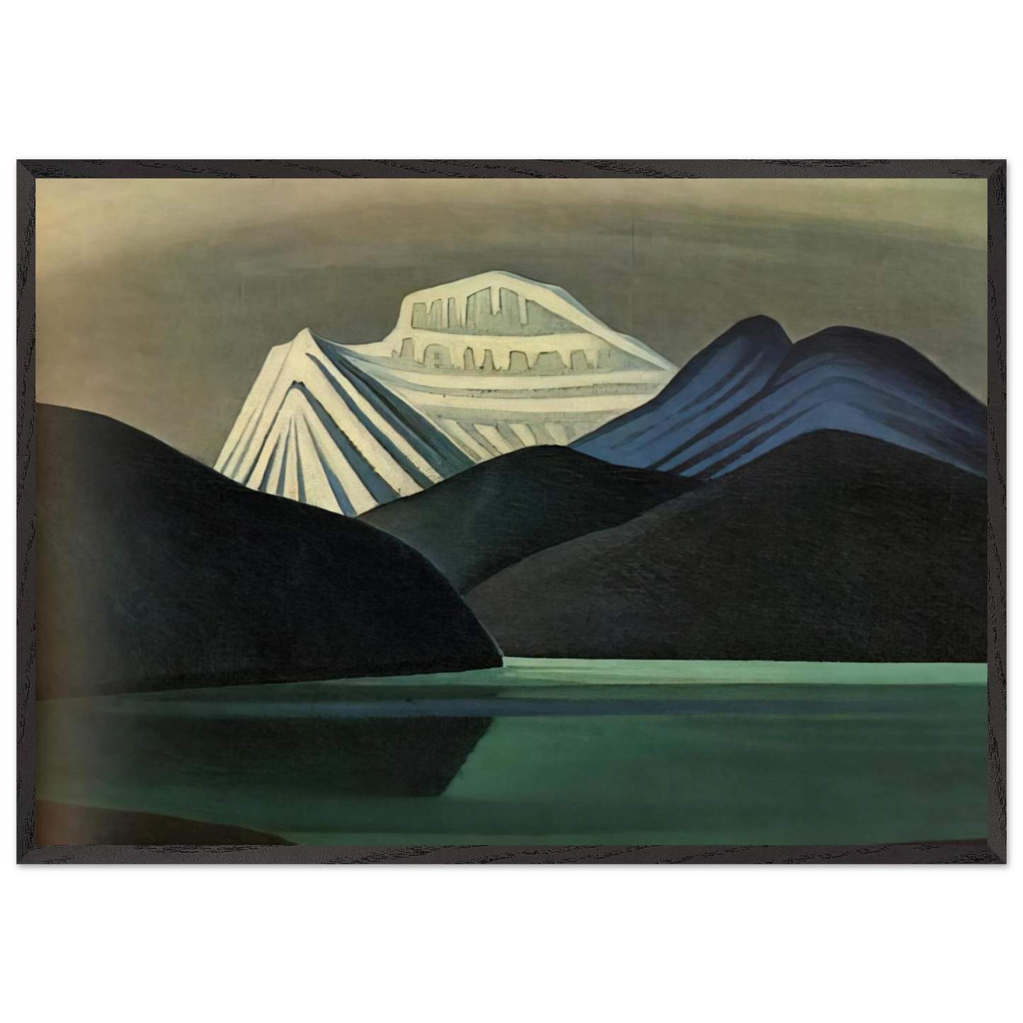 Mountains and Lake - 1929 - Lawren Harris Framed Art Print – Black Wooden Frame - Default Title - -Framed Art Print