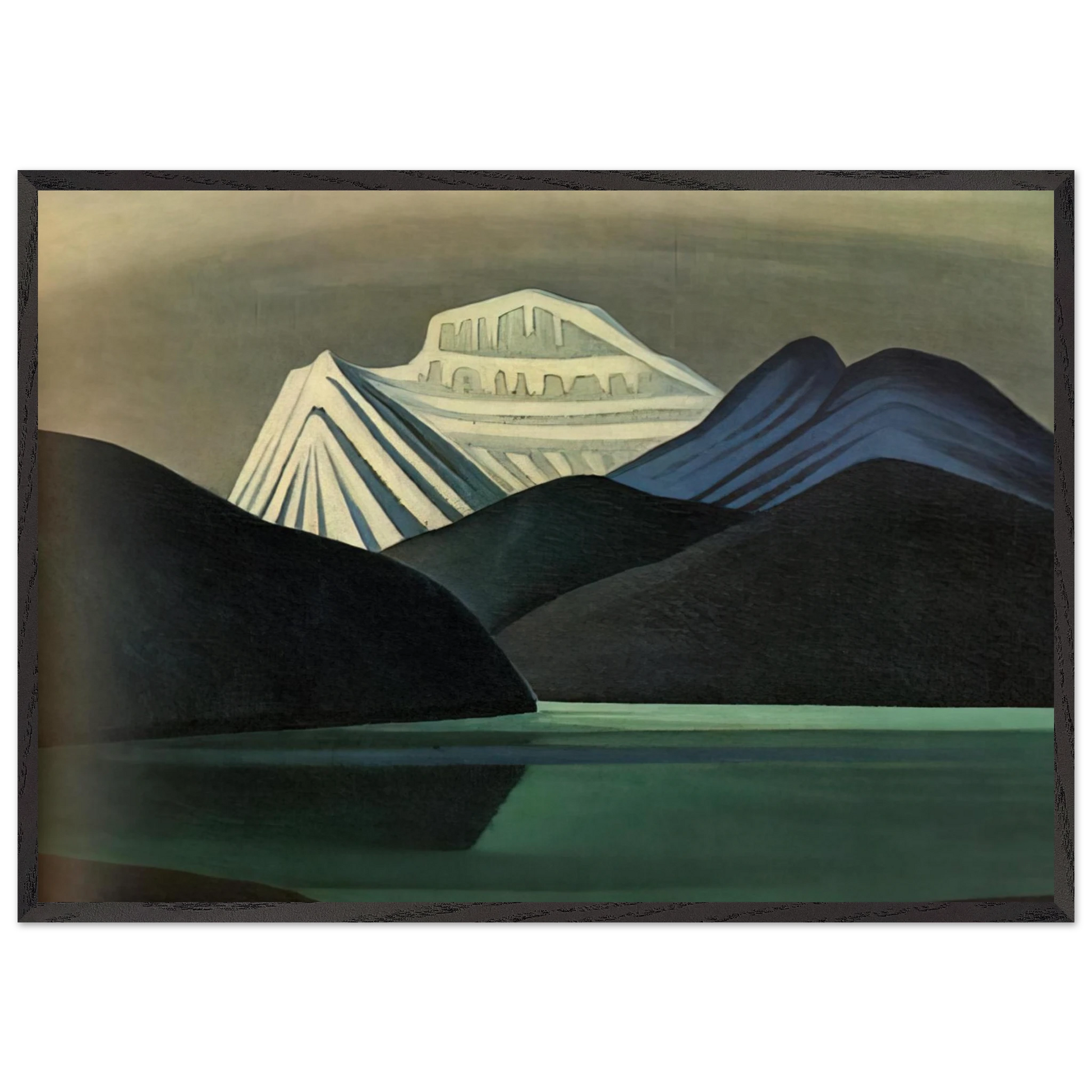 Mountains and Lake - 1929 - Lawren Harris Framed Art Print – Black Wooden Frame - Default Title - -Framed Art Print