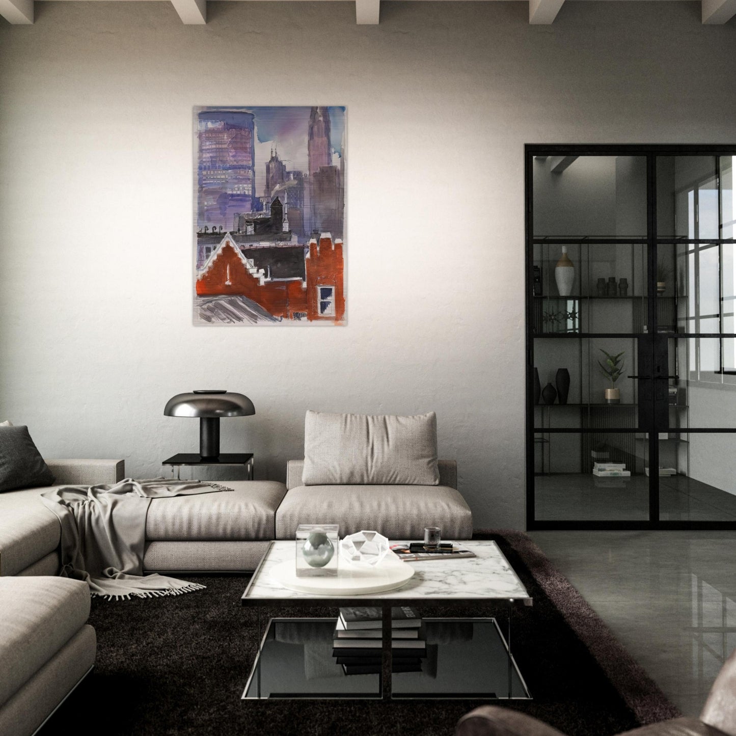 Untitled cityscape - 1986 - Paul Thek Brushed Aluminum Print - 70x100 cm / 28x40 inches | Paul Thek Aluminum Print | Paul Thek Prints