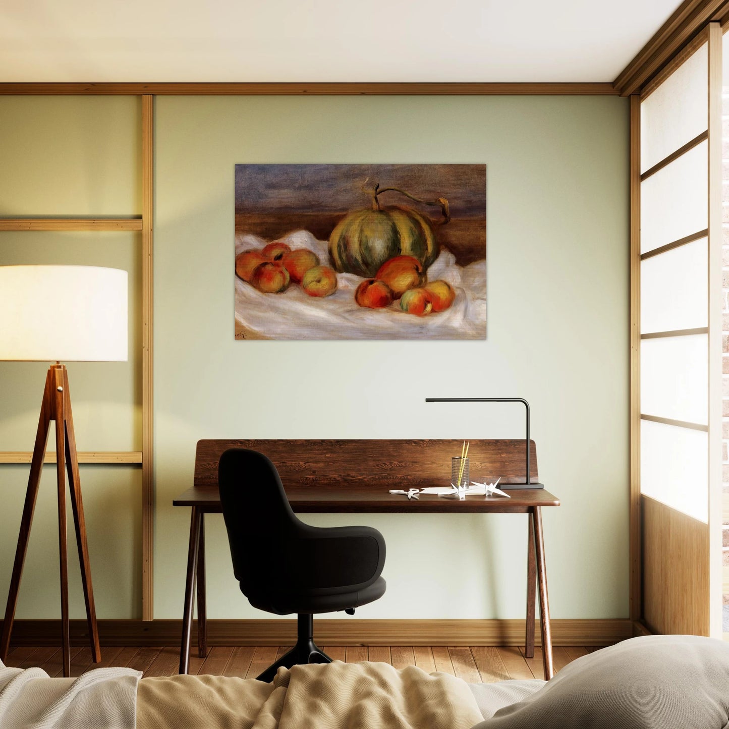 Still Life with Cantalope and Peaches - Pierre-Auguste Renoir Brushed Aluminum Print - 70x100 cm / 28x40 inches | Pierre-Auguste Renoir Aluminum Print | Pierre-Auguste Renoir Prints
