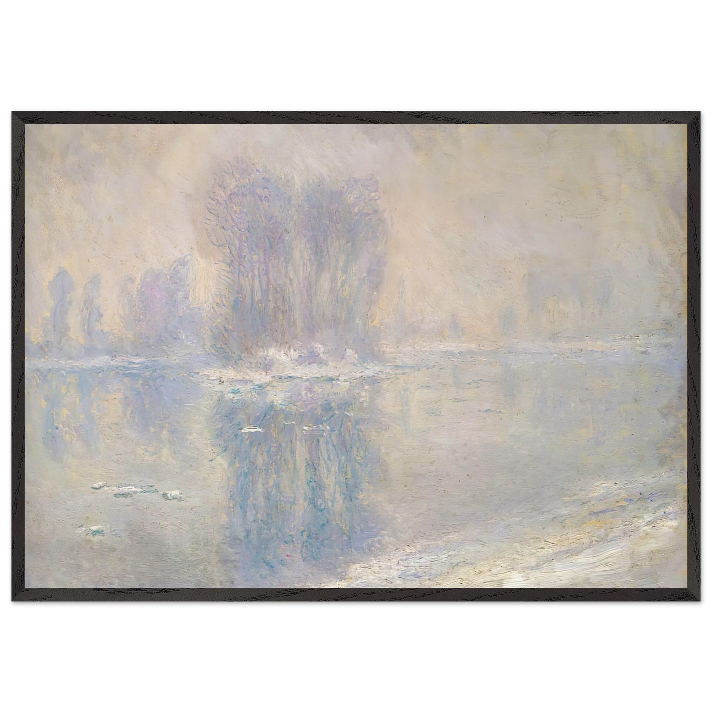 Ice on the Siene at Bennecourt - claude monet Framed Art Print – Black Wooden Frame - Default Title - -Framed Art Print