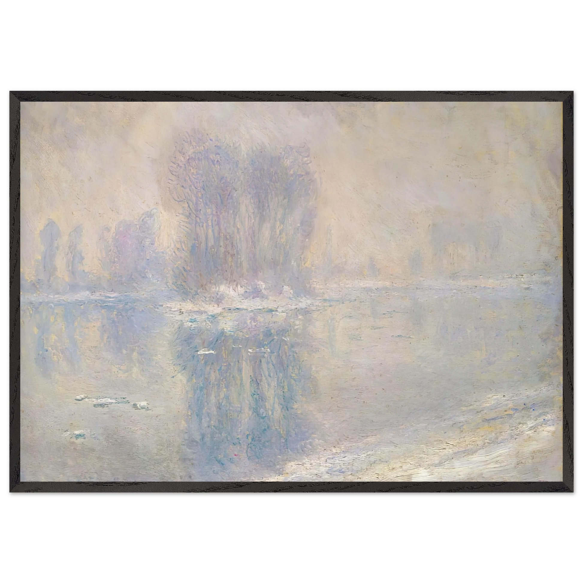 Ice on the Siene at Bennecourt - claude monet Framed Art Print – Black Wooden Frame - Default Title - -Framed Art Print
