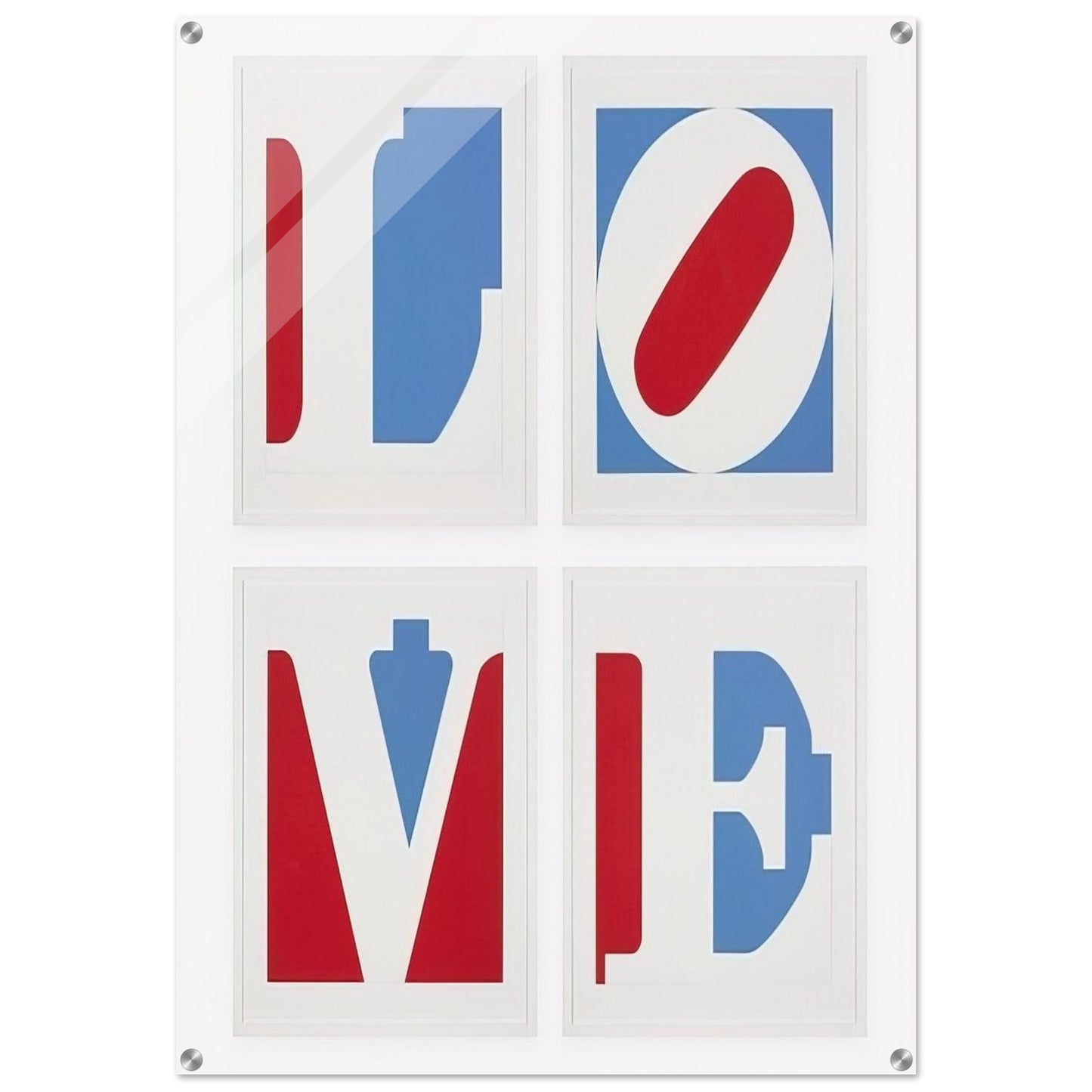 Four Panel Love - Robert Indiana Acrylic Print - 70x100 cm / 28x40″ inches | Robert Indiana Wall Art | Robert Indiana Prints
