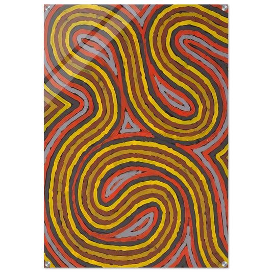 Narripi Worm Dreaming - 1997 - Clifford Possum Tjapaltjarri Acrylic Print - 70x100 cm / 28x40″ inches | Clifford Possum Tjapaltjarri Wall Art | Clifford Possum Tjapaltjarri Prints