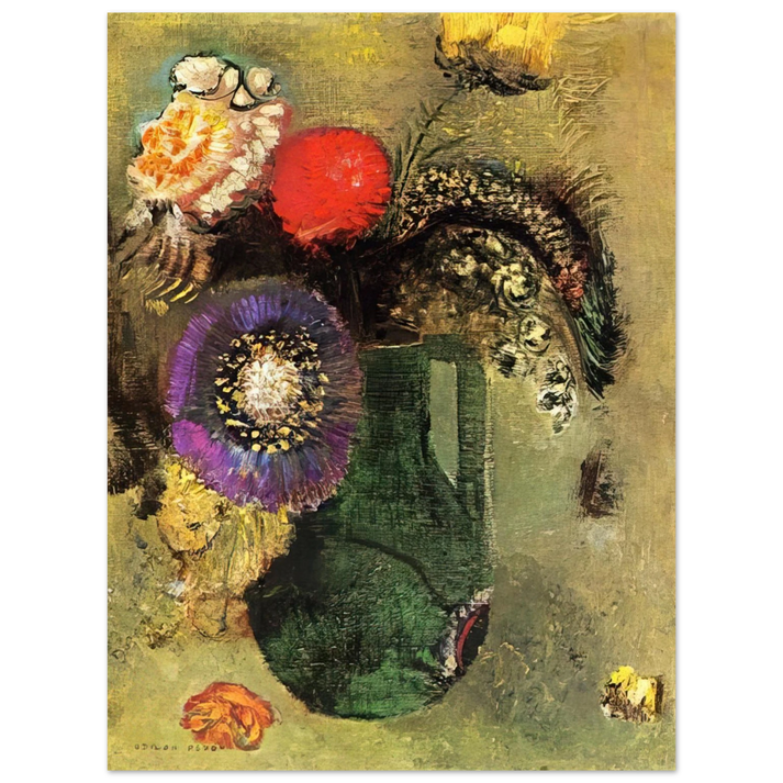 Odilon Redon - FLOWERS IN GREEN VASE WITH HANDLES  75x100 cm / 30x40inches Fine Art Poster