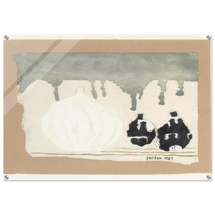 Still life with onions - 1987 - Mary Fedden Acrylic Print - 70x100 cm / 28x40″ inches