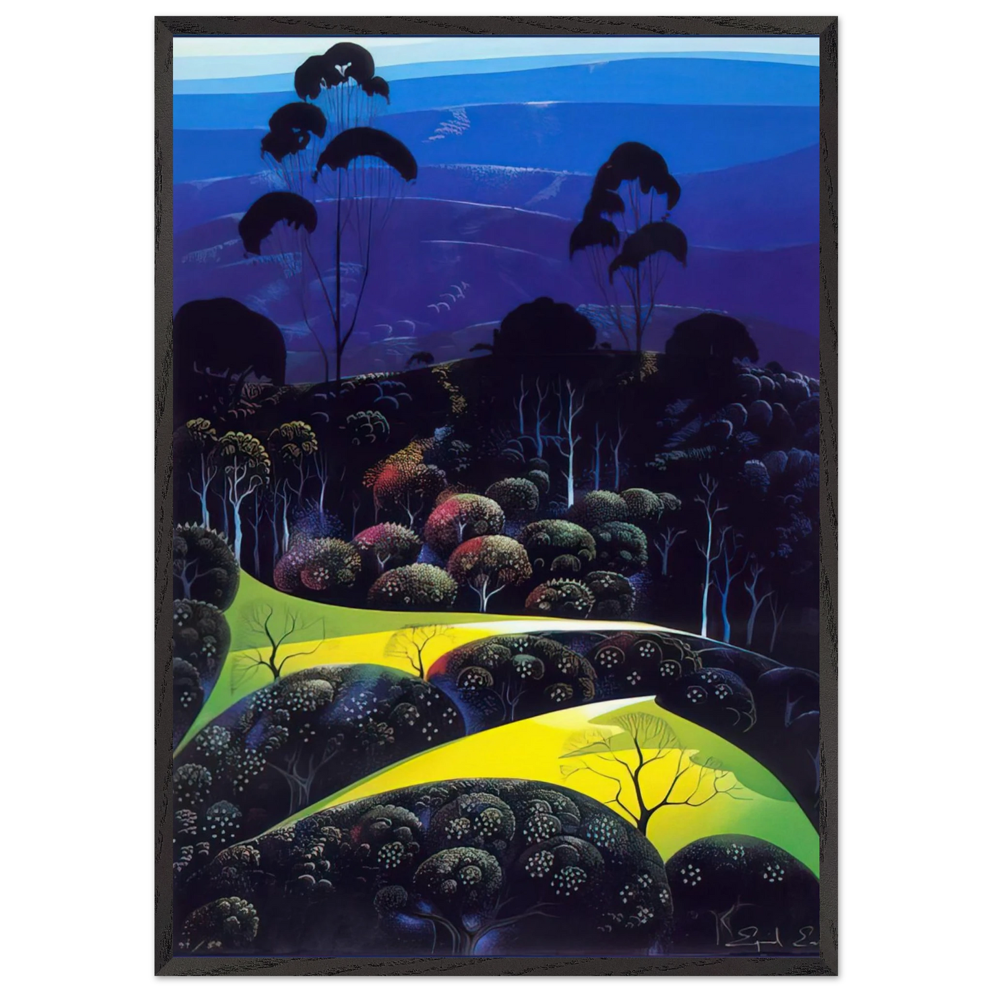 Inland from the Sea - Eyvind Earle Framed Art Print – Black Wooden Frame - Default Title - -Framed Art Print