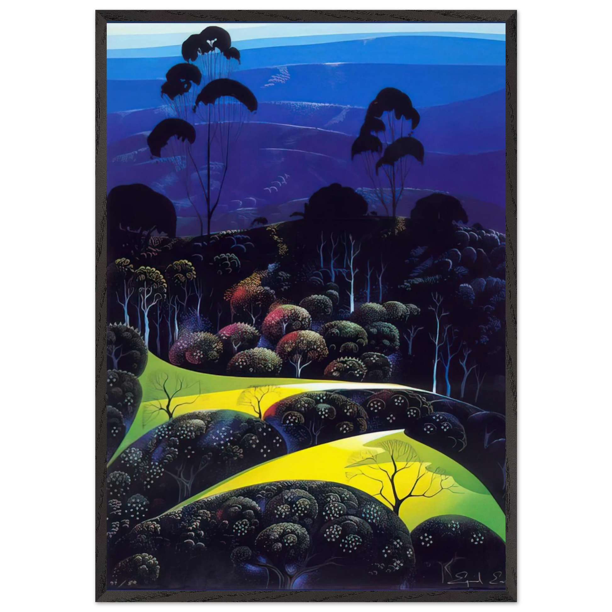 Inland from the Sea - Eyvind Earle Framed Art Print – Black Wooden Frame - Default Title - -Framed Art Print