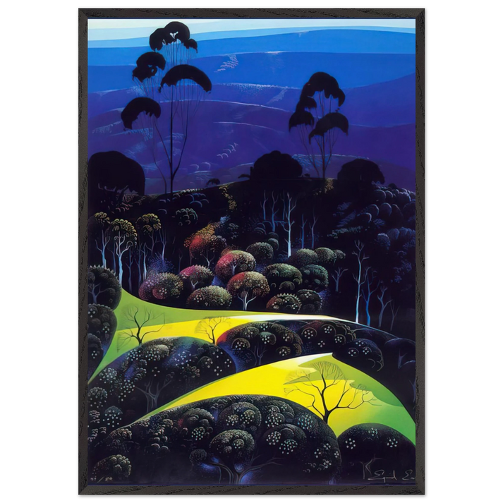 Inland from the Sea - Eyvind Earle 70x100 cm / 28x40 inches Framed Art Print – Black Wooden Frame