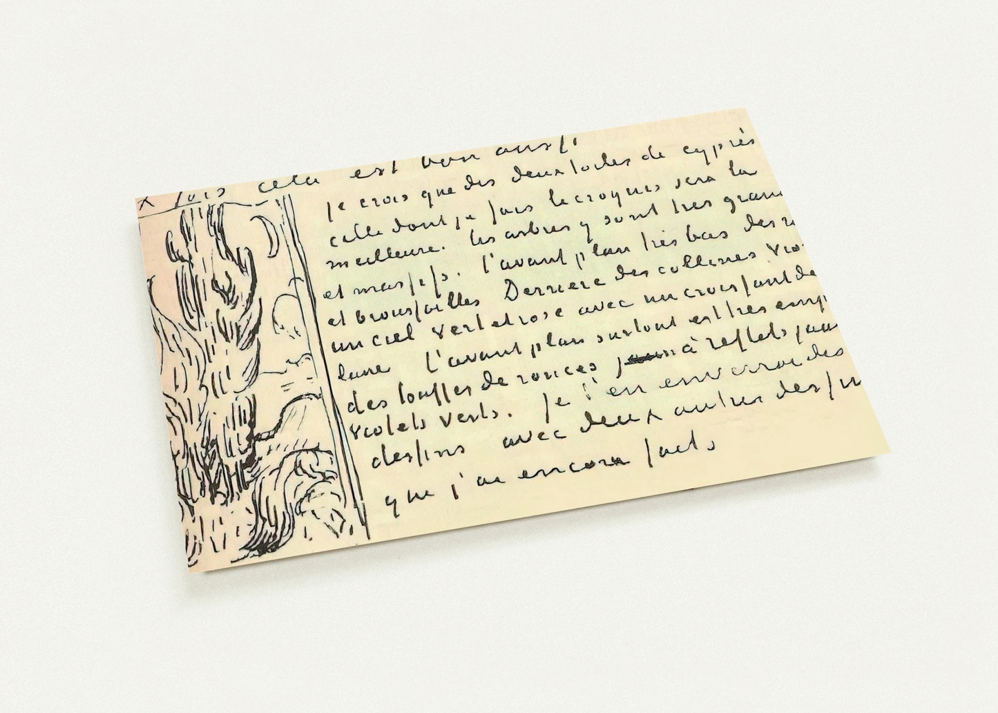 Cypresses Sketch on a Letter to Theo Van Gogh By Vincent van Gogh Pack of 10 Post Cards | Vincent van Gogh Post Cards | A6 (10.5 x 14.8 cm) - 4.1 x 5.8 inches