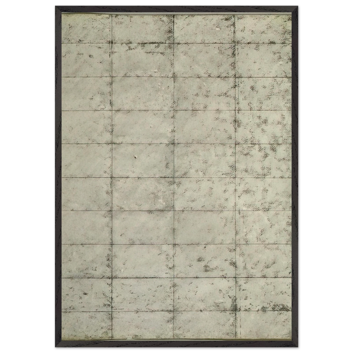 Untitled Black and Cream Grid - 1964 - Brice Marden 70x100 cm / 28x40 inches Framed Art Print – Black Wooden Frame