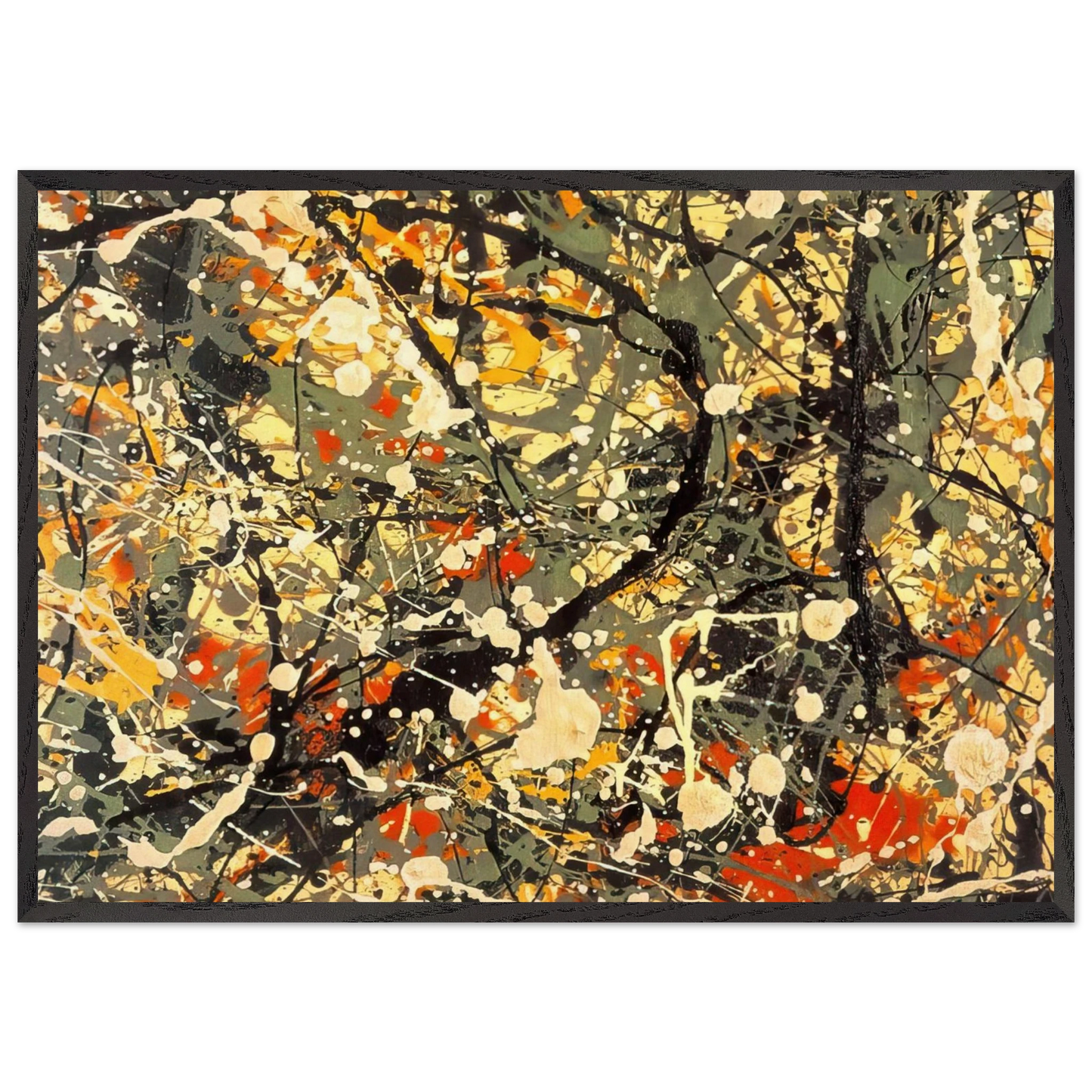 NUMBER 8 DETAIL - Jackson Pollock Framed Art Print – Black Wooden Frame - Default Title - -Framed Art Print