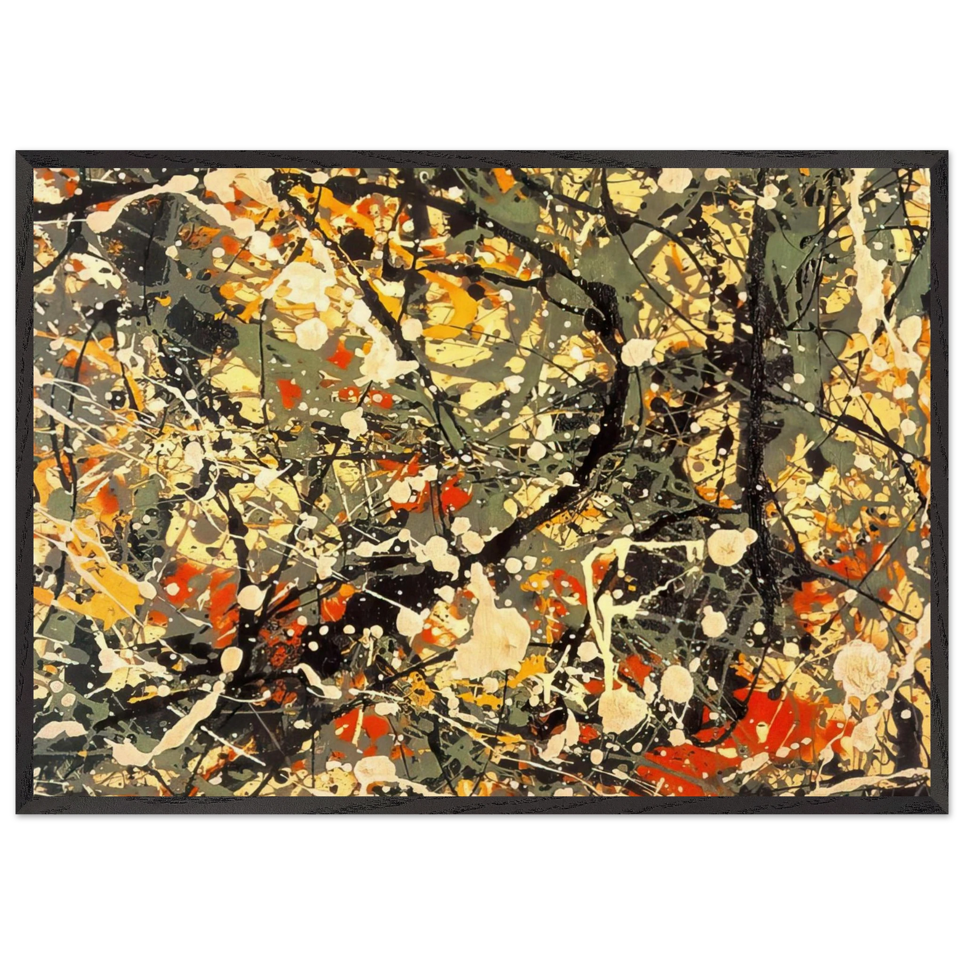 NUMBER 8 DETAIL - Jackson Pollock Framed Art Print – Black Wooden Frame - Default Title - -Framed Art Print