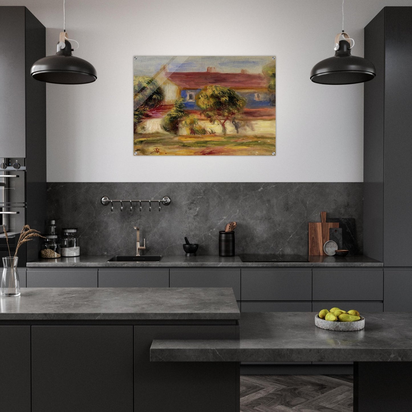 The Artist s House - Pierre-Auguste Renoir Acrylic Print - 70x100 cm / 28x40″ inches