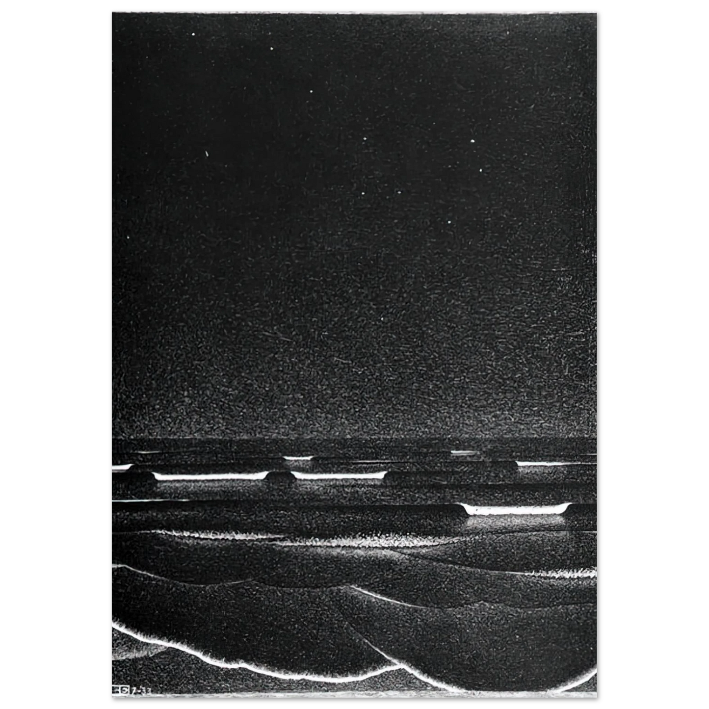 MC Escher - FLUORESCENT SEA Wall Art - 60x80 cm / 24x32 inches - Premium Wooden Framed Poster With Fine Art Paper - Wood frame