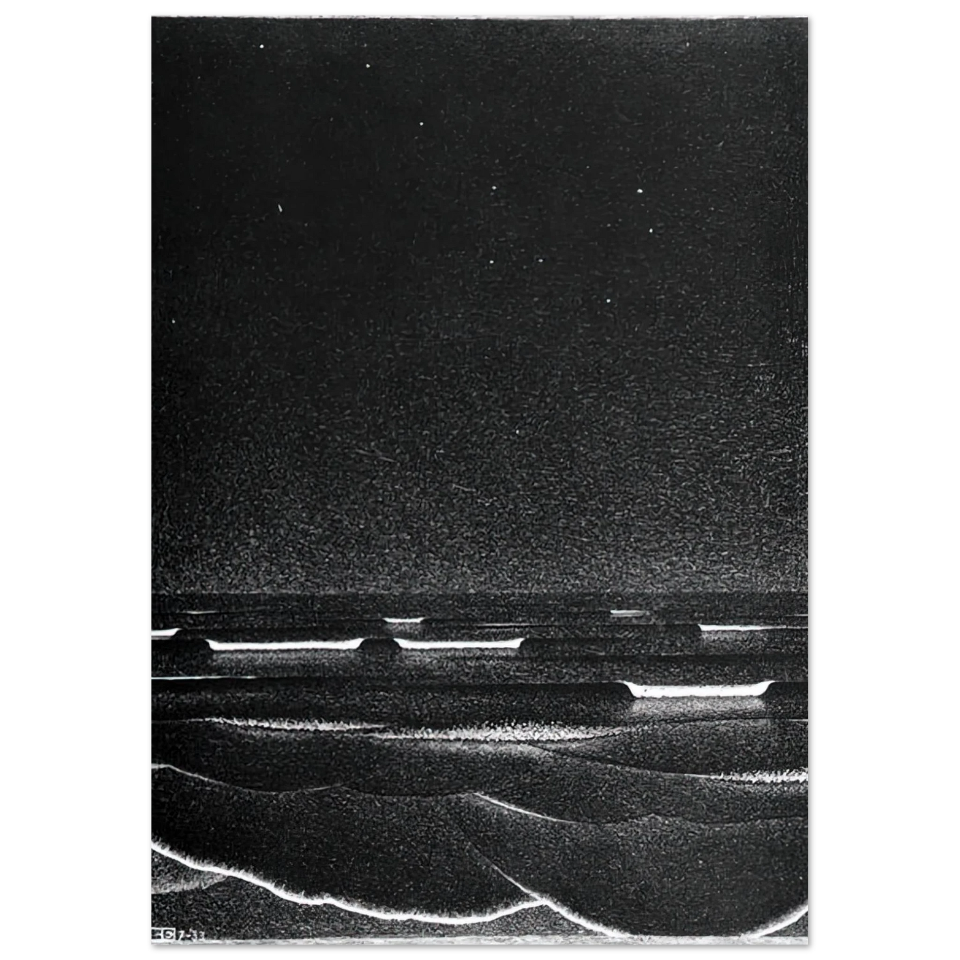 MC Escher - FLUORESCENT SEA Wall Art - 60x80 cm / 24x32 inches - Premium Wooden Framed Poster With Fine Art Paper - Wood frame