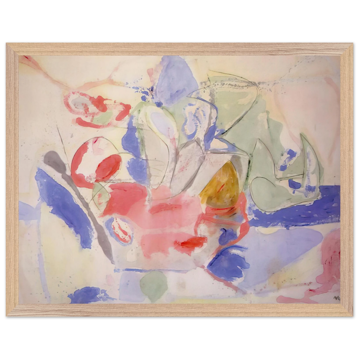 Helen Frankenthaler - Mountains and Sea - 1952 Wall art - 50x70 cm / 20x28 Inches - Premium Wooden Framed Poster With Fine Art Paper - Wood frame