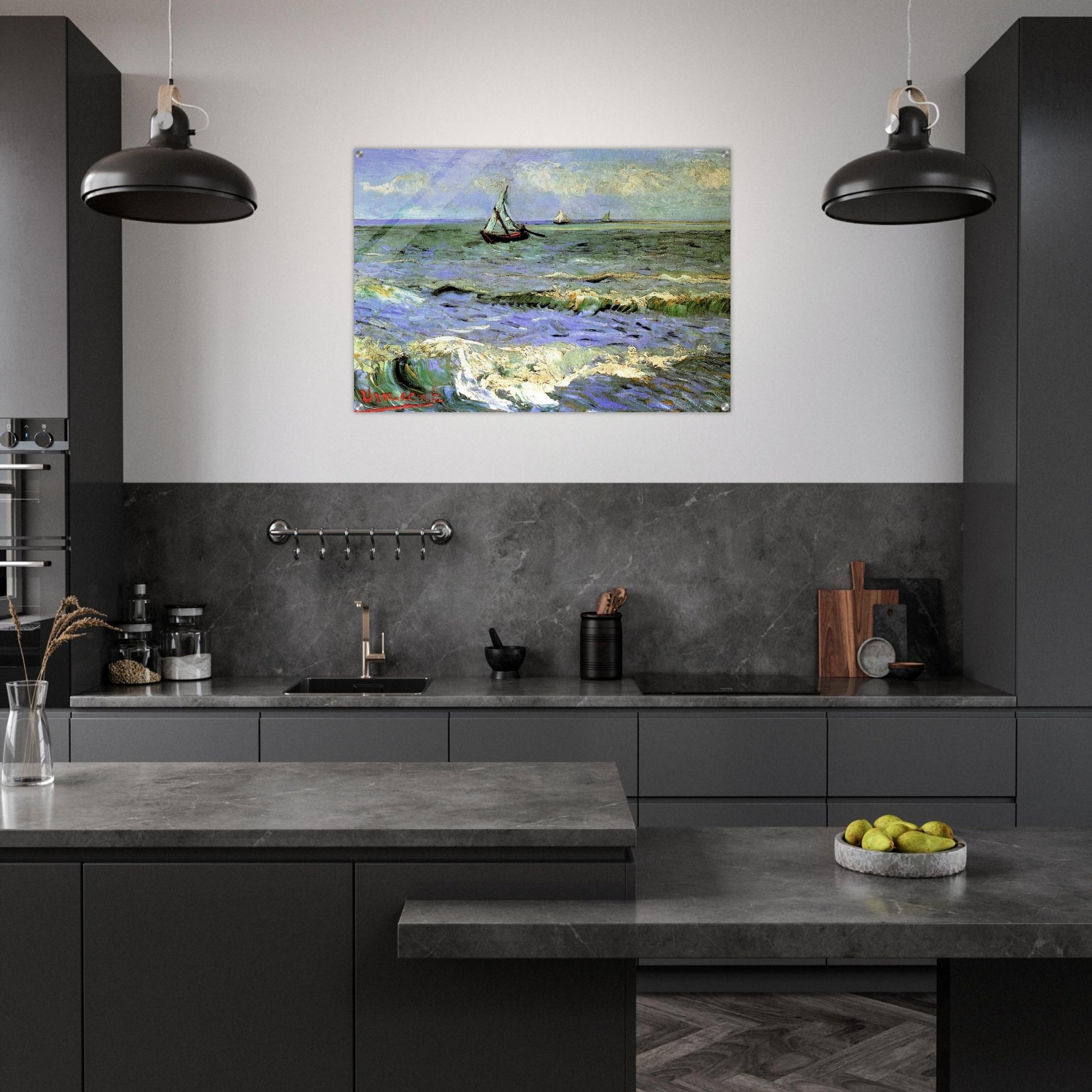 Seascape at Saintes-Maries - Vincent van Gogh Acrylic Print - 70x100 cm / 28x40″ inches