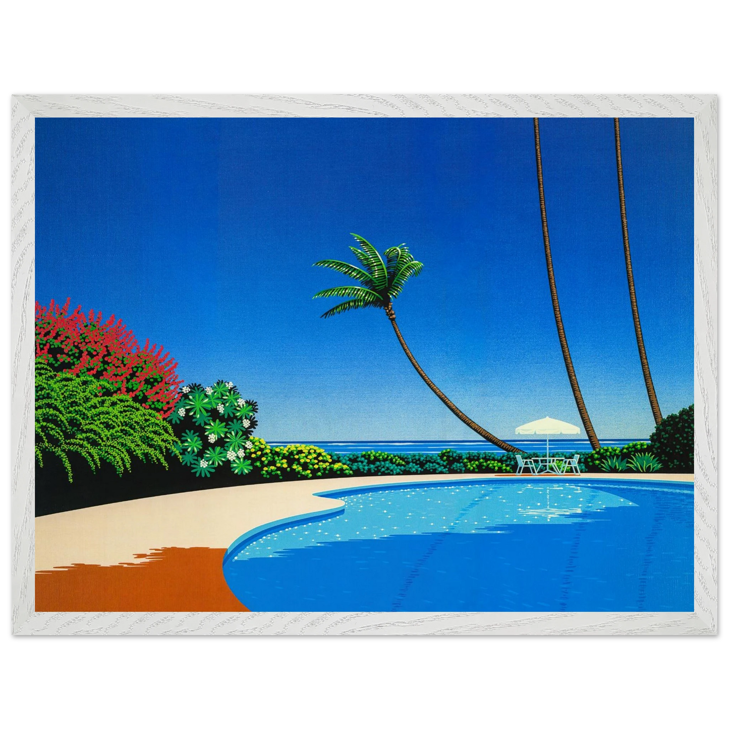 Hiroshi Nagai - Shade of Palm Grove II Wall Art - 30x40 cm / 12x16 inches - Premium Wooden Framed Poster With Fine Art Paper - White frame
