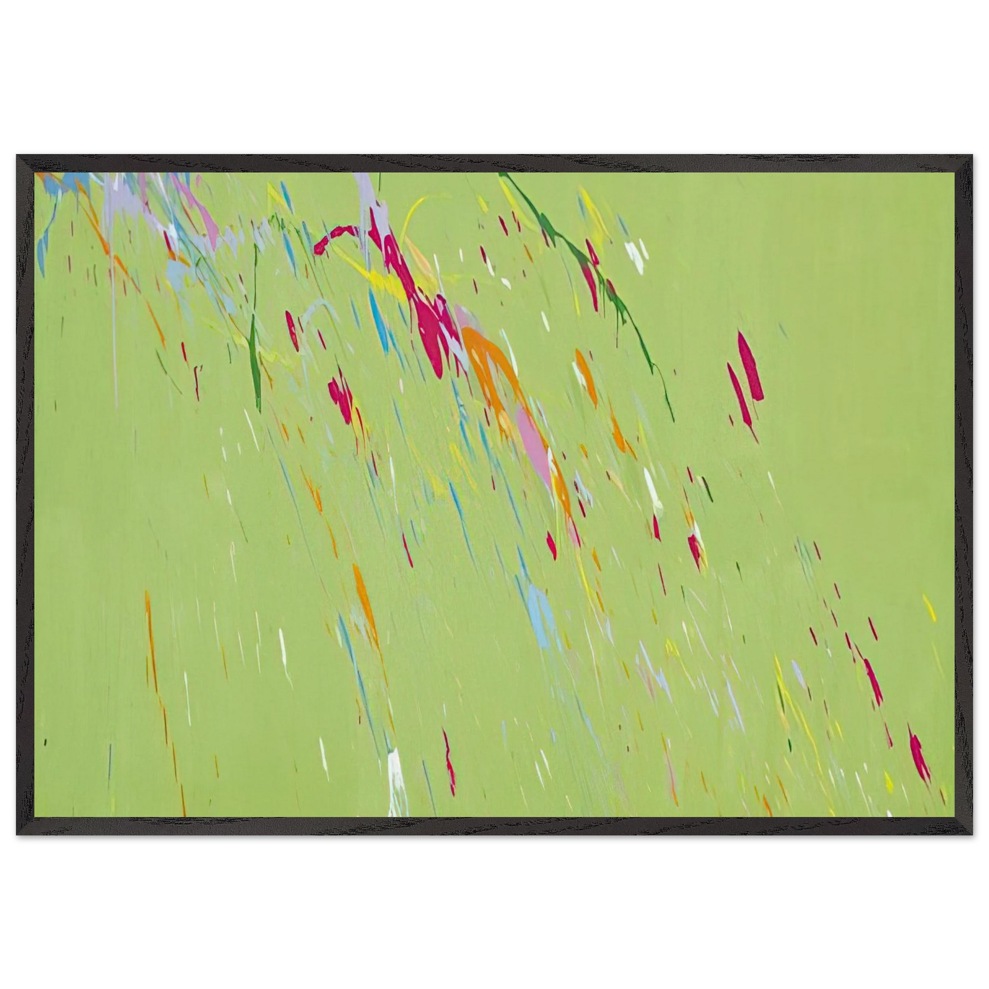 Raindrops Keep Falling on My Head - 1973 - Walasse Ting Framed Art Print – Black Wooden Frame - Default Title - -Framed Art Print