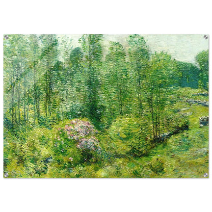 Spring Landscape with a Farmer and White Horse - Childe Hassam Acrylic Print - 70x100 cm / 28x40″ inches | Childe Hassam Wall Art | Childe Hassam Prints