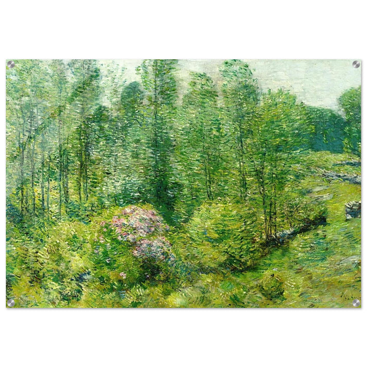 Spring Landscape with a Farmer and White Horse - Childe Hassam Acrylic Print - 70x100 cm / 28x40″ inches | Childe Hassam Wall Art | Childe Hassam Prints