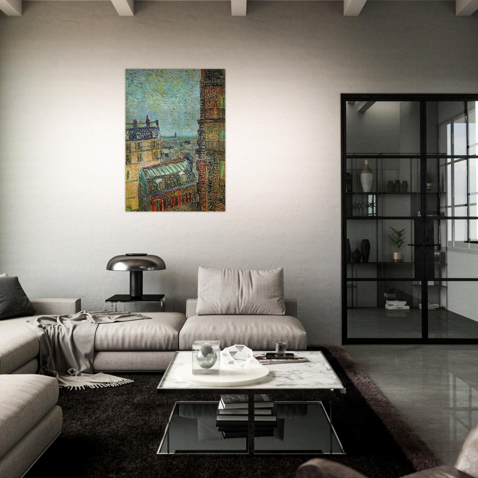 View of Paris from Vincent's Room in the Rue Lepic - Vincent van Gogh Brushed Aluminum Print - 70x100 cm / 28x40 inches | Vincent van Gogh Aluminum Print | Vincent van Gogh Prints