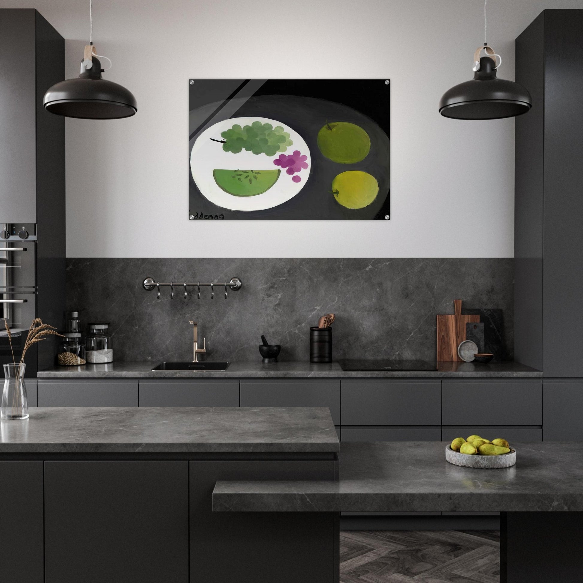 Melon and Grapes - 2009 - Mary Fedden Acrylic Print - 70x100 cm / 28x40″ inches | Mary Fedden Wall Art | Mary Fedden Prints