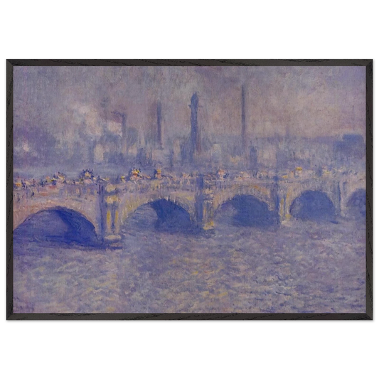 Waterloo Bridge Sunlight Effect - claude monet Framed Art Print – Black Wooden Frame - Default Title - -Framed Art Print