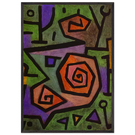 HEROIC ROSES 1938 - Paul Klee 70x100 cm / 28x40 inches Framed Art Print – Black Wooden Frame