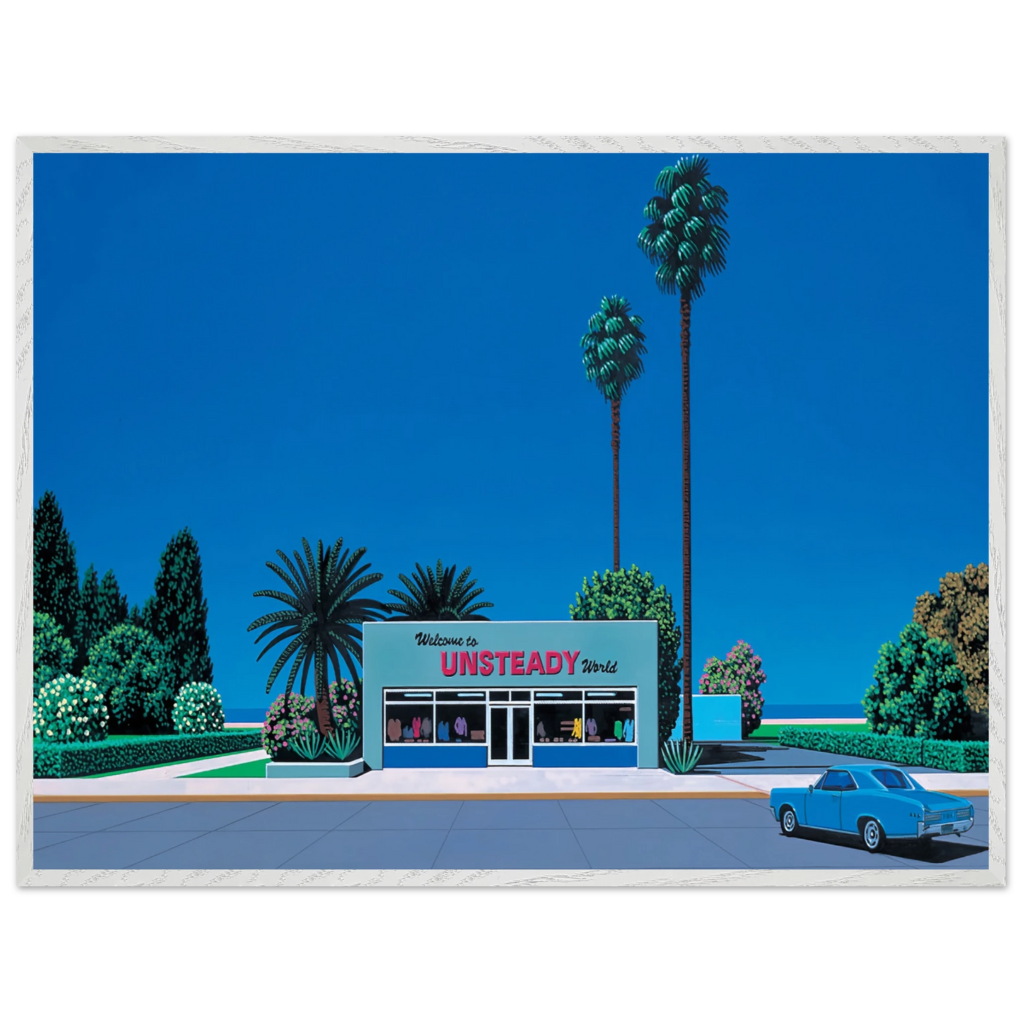 Hiroshi Nagai - Unsteady World Wall Art - 60x80 cm / 24x32 inches - Premium Wooden Framed Poster With Fine Art Paper - Black frame