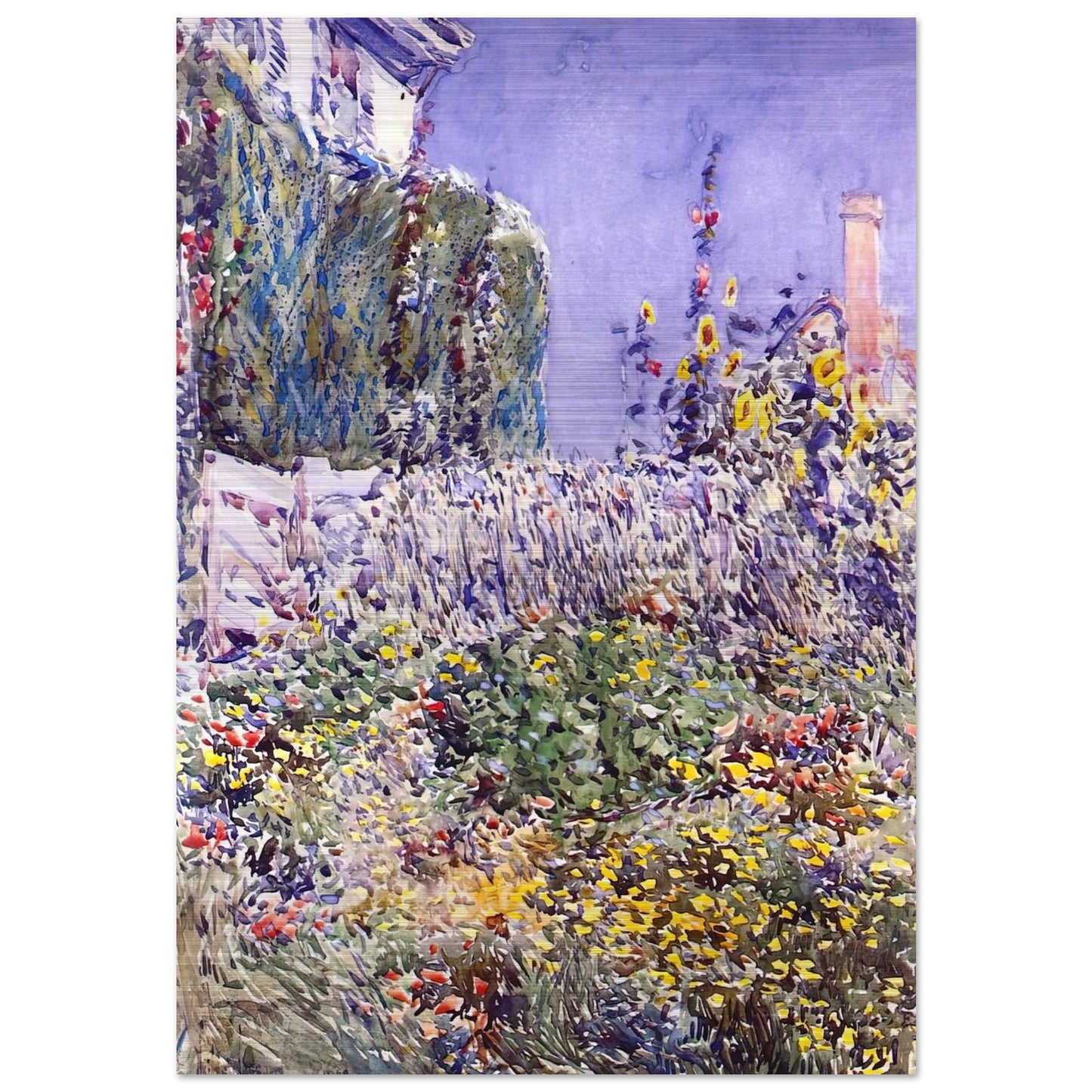 Dexter`s Garden - Childe Hassam Brushed Aluminum Print - 70x100 cm / 28x40 inches | Childe Hassam Aluminum Print | Childe Hassam Prints