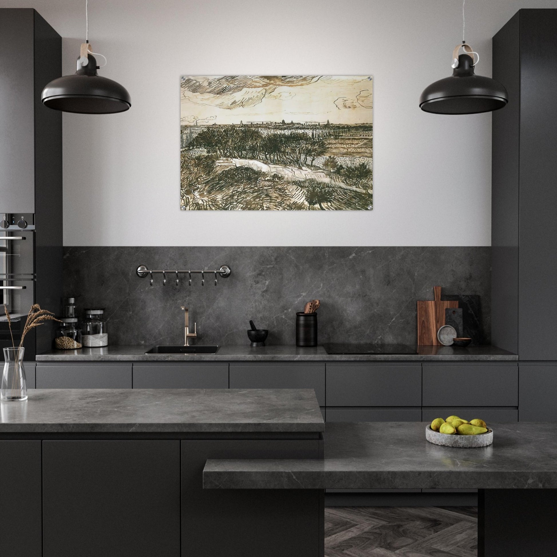 View of Arles from a Hill - Vincent van Gogh Acrylic Print - 70x100 cm / 28x40″ inches | Vincent van Gogh Wall Art | Vincent van Gogh Prints