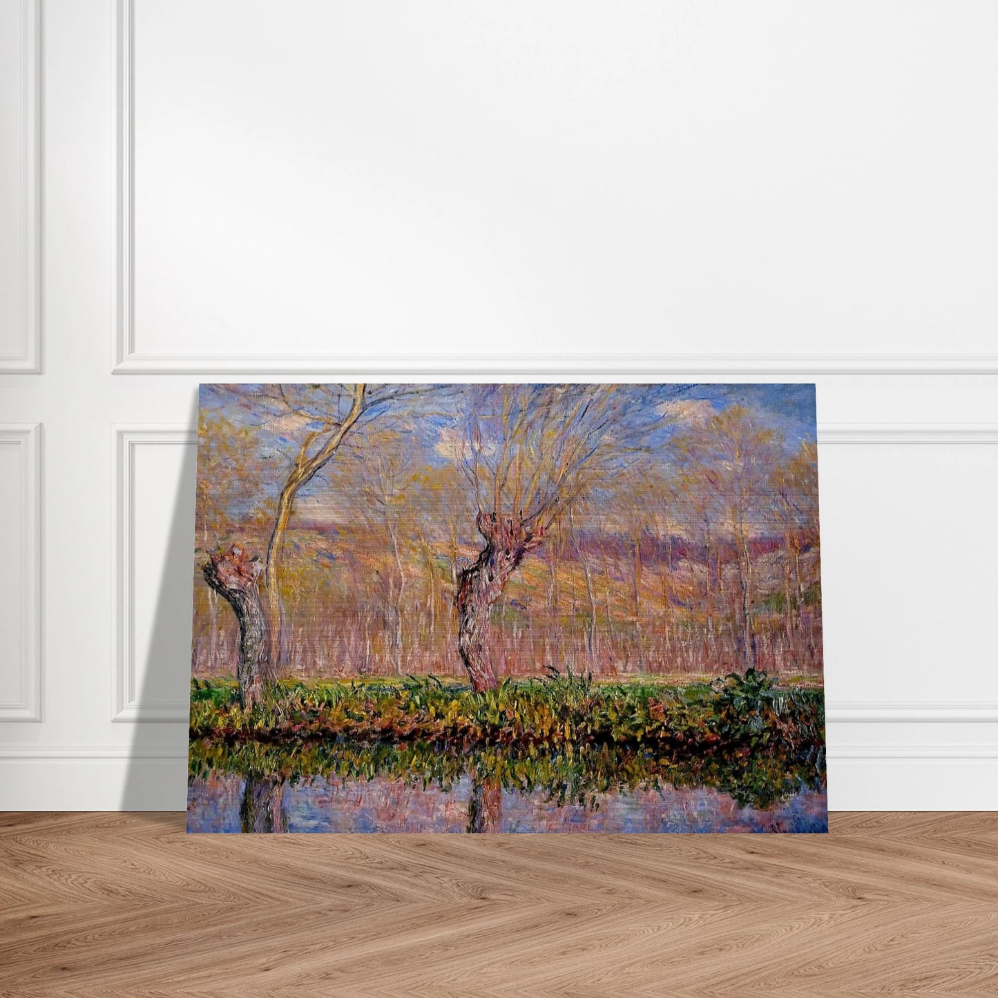 The Banks of the River Epte in Springtime - claude monet Brushed Aluminum Print - 70x100 cm / 28x40 inches | claude monet Aluminum Print | claude monet Prints