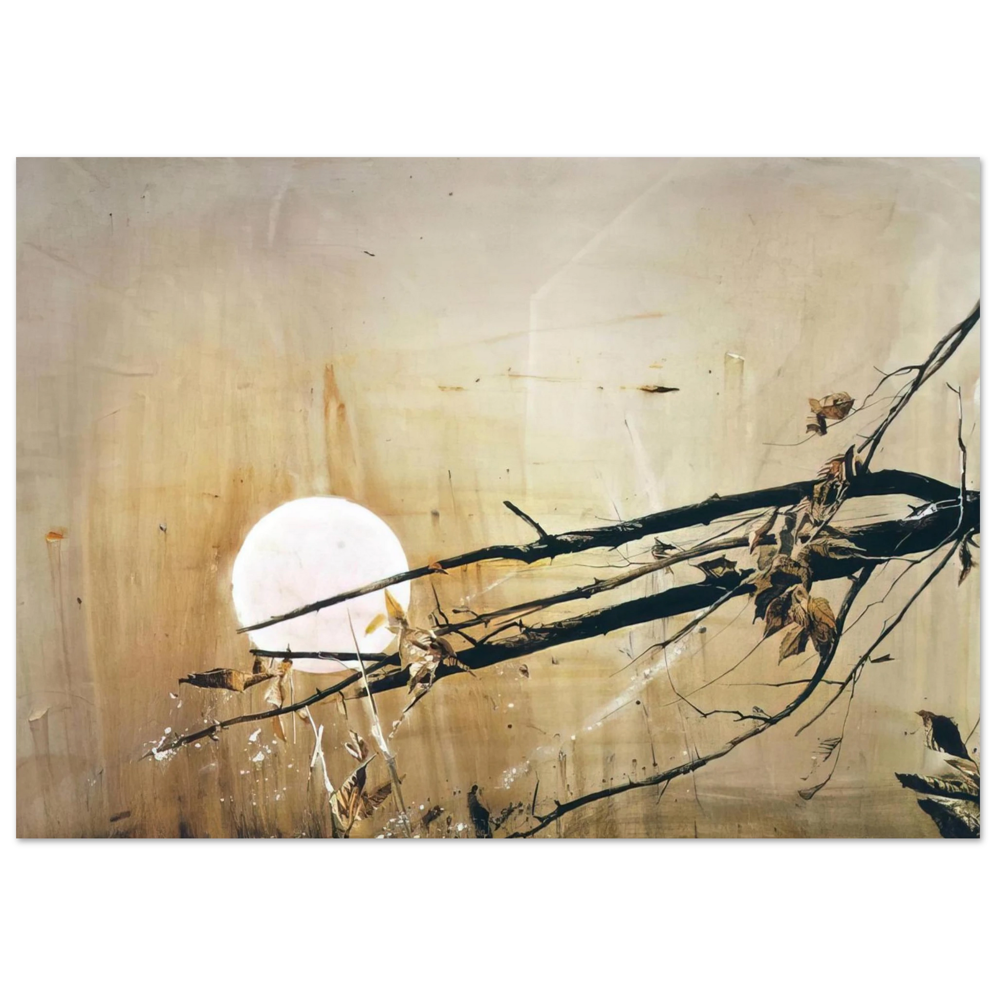 Andrew Wyeth - FULL MOON 1980 Wall Art - 21x29.7 cm / 8x12" - Premium Wooden Framed Poster With Fine Art Paper - White frame