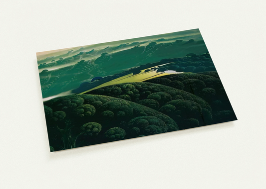 Morning Fog By Eyvind Earle Pack of 10 Post Cards | Eyvind Earle Post Cards | A6 (10.5 x 14.8 cm) - 4.1 x 5.8 inches