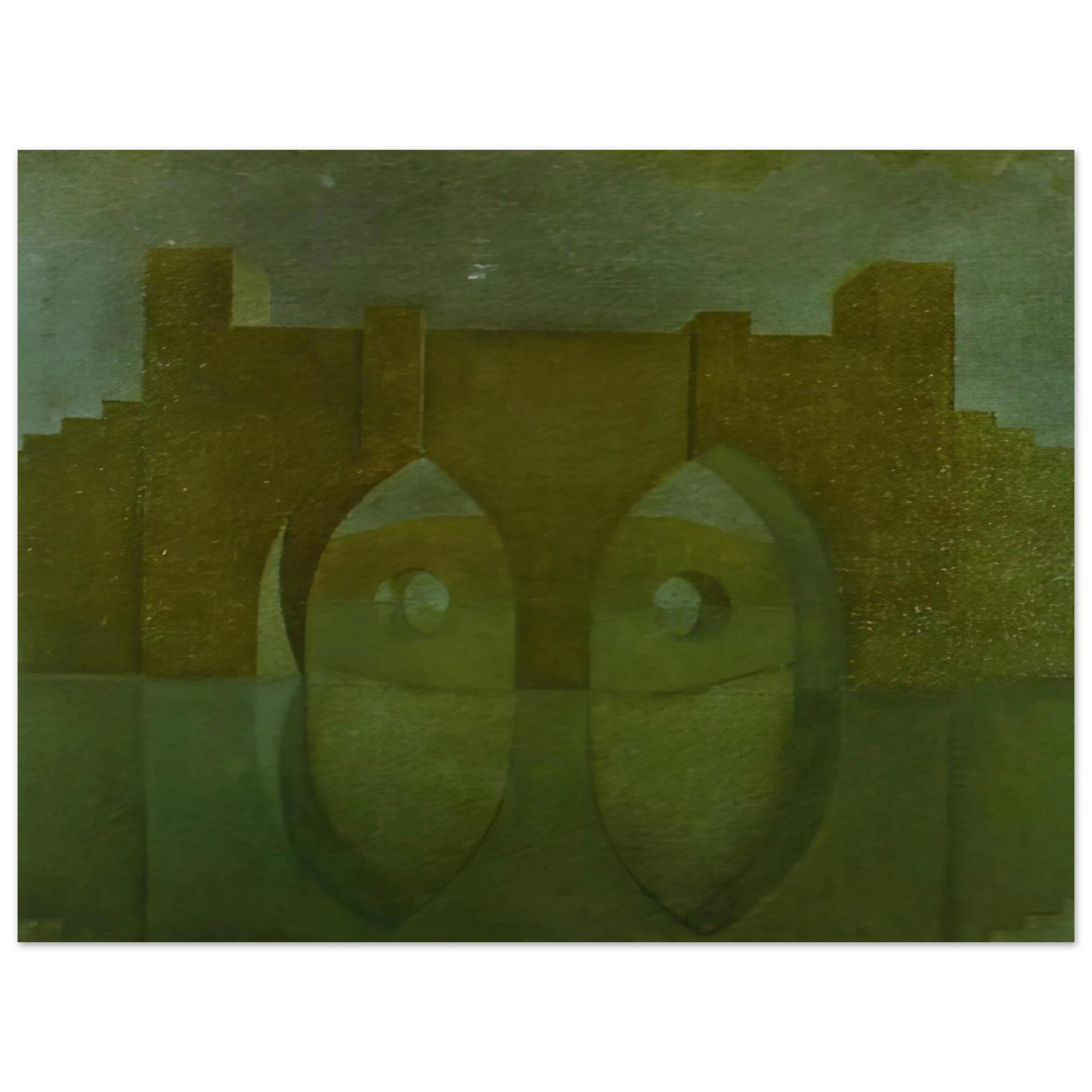 Salvador Dali - UNTITLED BRIDGE WITH REFLECTIONS SKETCH FOR A DUAL IMAGE PICTURE UNFINISHED Fine Art Poster - Default Title