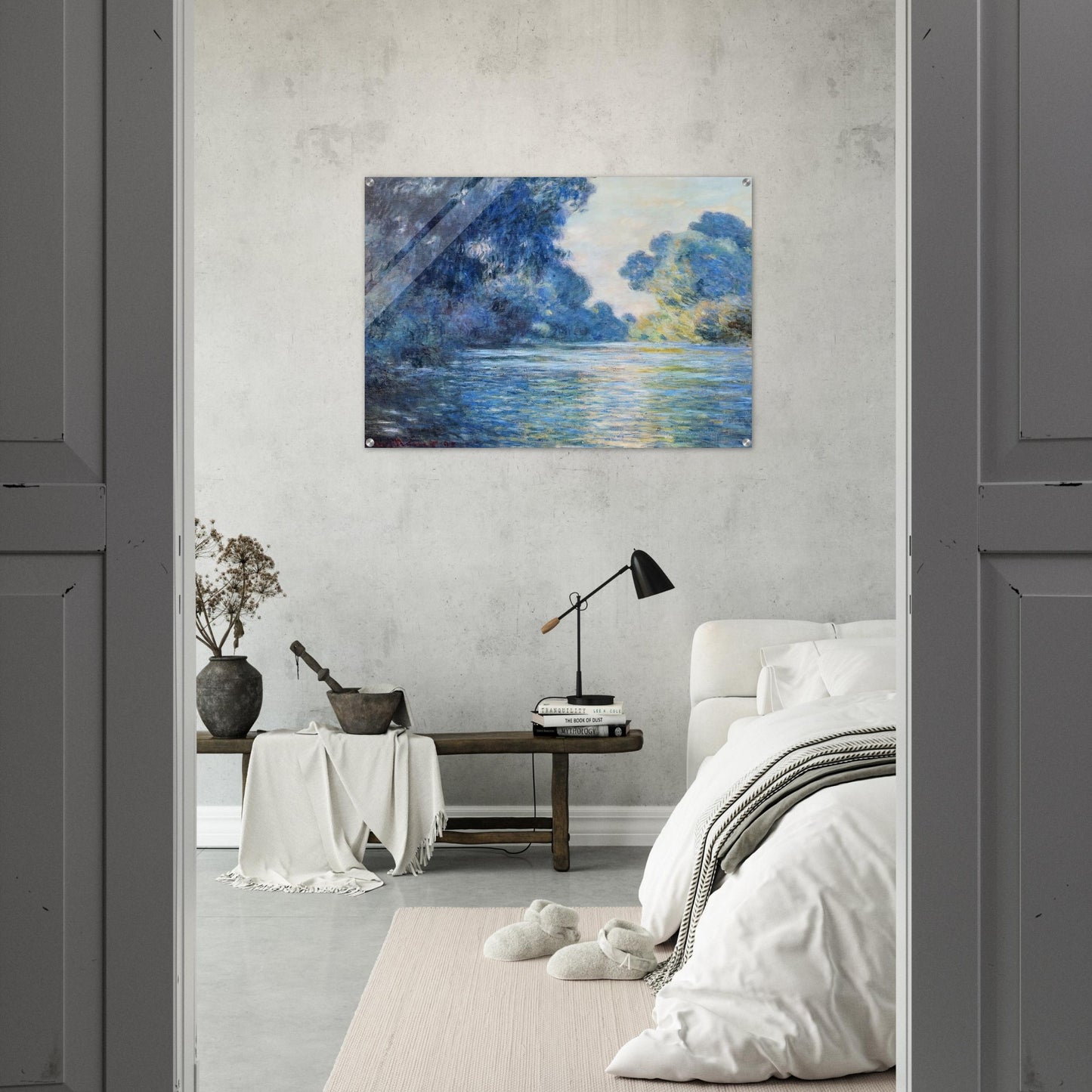 Morning on the Seine at Giverny 02 - claude monet Acrylic Print - 70x100 cm / 28x40″ inches